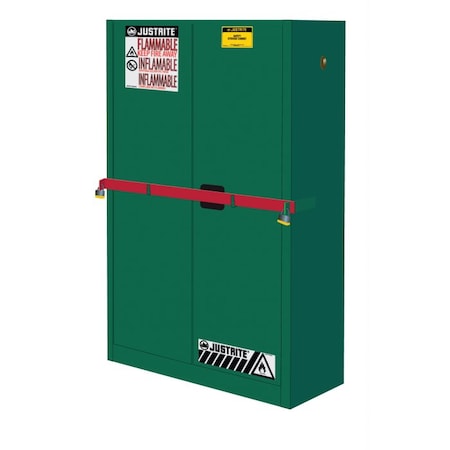 Justrite 45 gal, 2 Shelves, 18-Gauge Steel, 43 in W x 65 in H x 18 in D, Green SC29884P